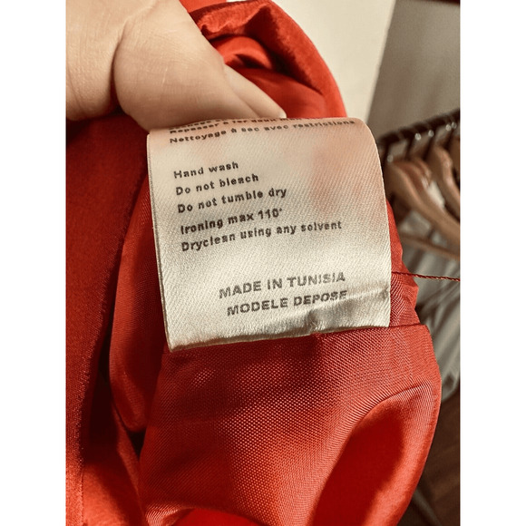 Maje Red Silk Dress Mini Sheathe Woman’s Medium EUC Holiday Chic Parisian Cherry - Picture 10 of 16